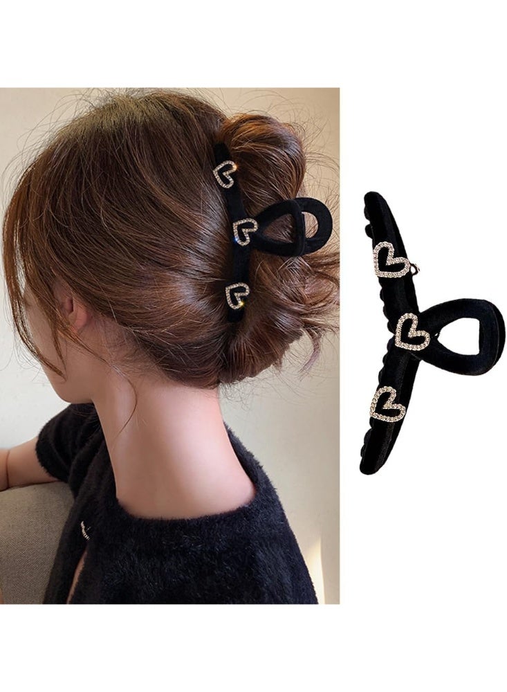 ChicAbode 1Pcs Heart Hair Claw Clips, Hair Clips for Women, Strong Hold Black Hair Crab Clips Hair Styling Accessories Hair Barrette No-Slips Large Hair Clips for Thick or Thin Hair - Image 1